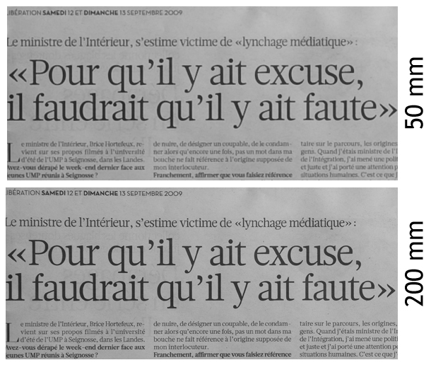 Comparaison du résultat en fonction de la focale