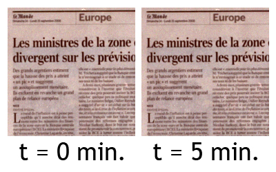 Différences de couleur à 5 minutes d'intervalle