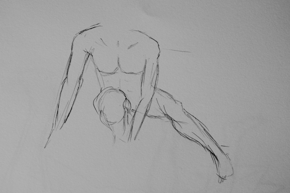 Nu. Crayon sur bloc de papier. Jean-Romain Pac, Paris. 7 juillet 2010.