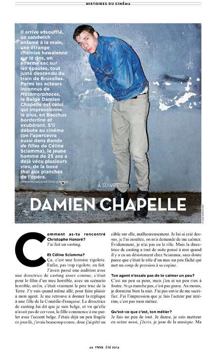 Damien Chapelle pour Trois Couleurs n°123. Photo : Jean-Romain Pac.